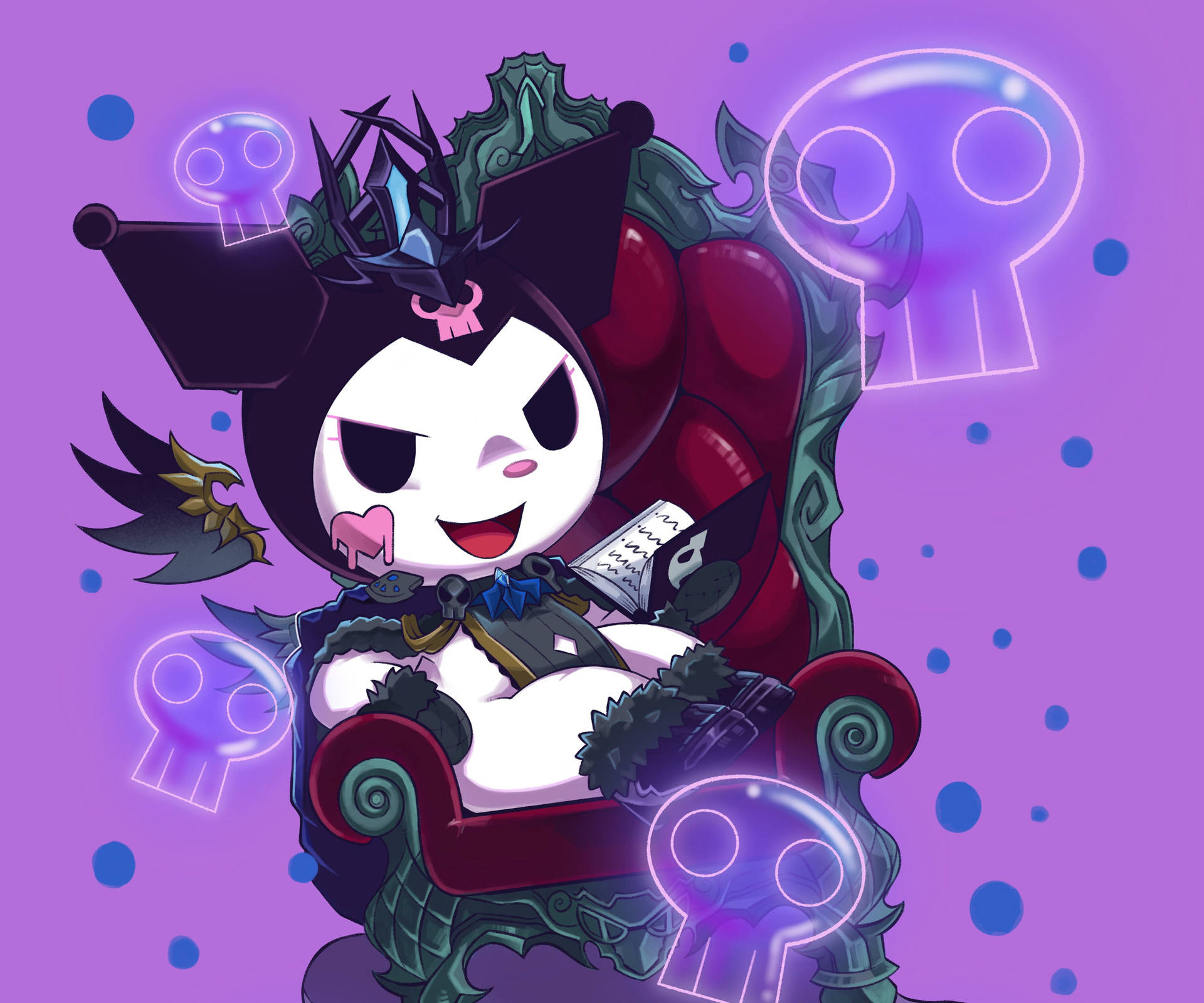 My Melody Kuromi Sitting On The Throne Background
