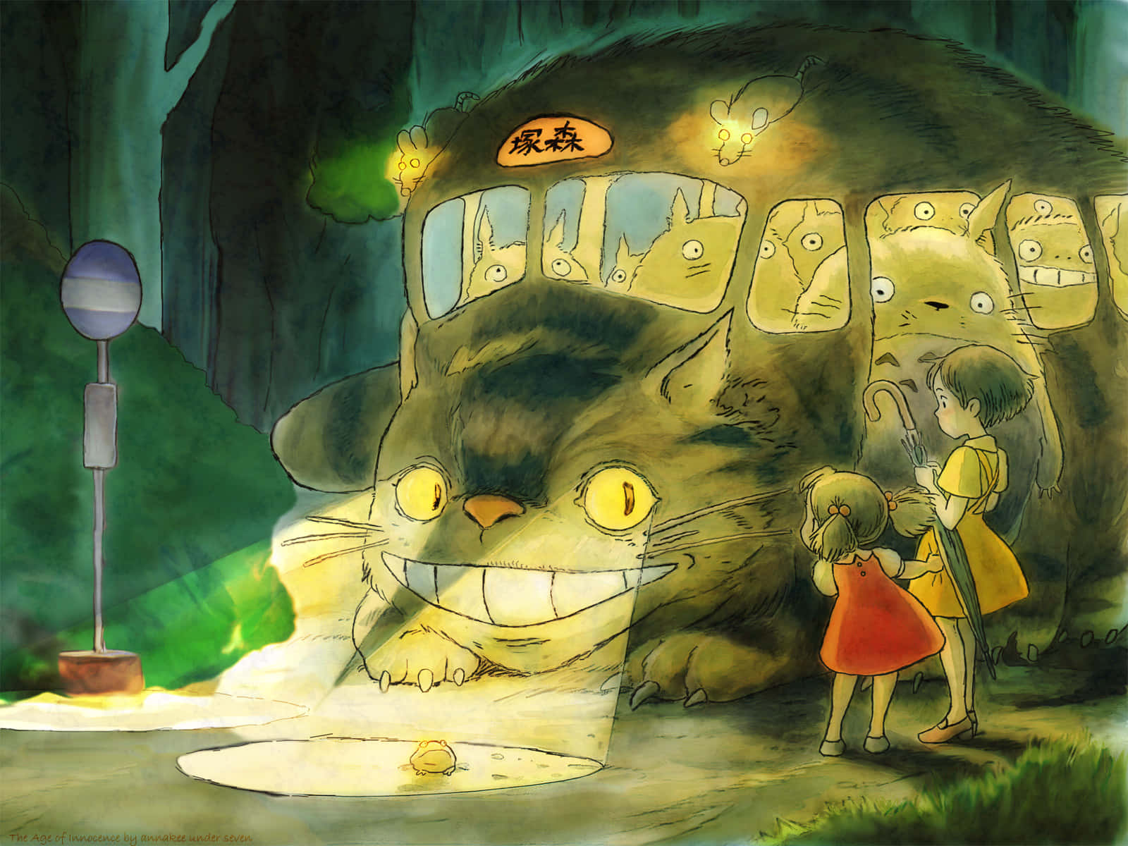 My Neighbor Totoro Characters In A Whimsical Setting Background