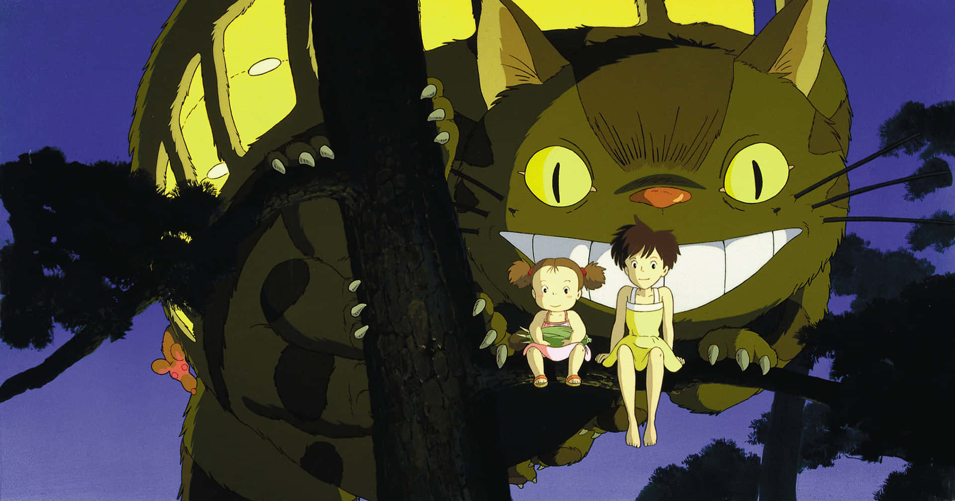 My Neighbor Totoro Movie Scene With Satsuki, Mei, And Totoro Near The Bus Stop