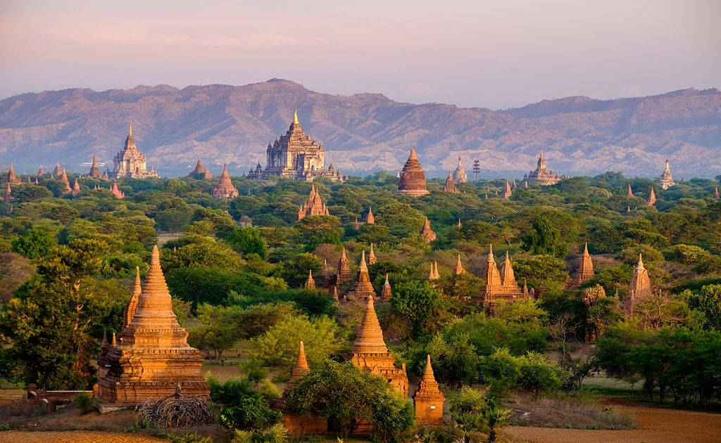 Myanmar Forest Houses Background