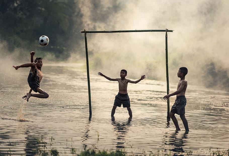 Myanmar Kids Playing Soccer Background