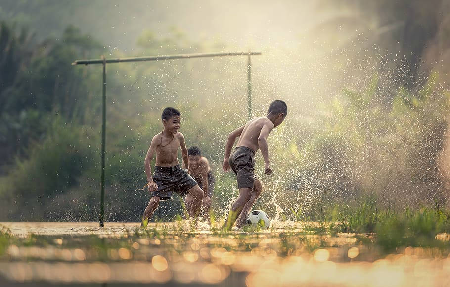 Myanmar Kids Playing Soccer Background