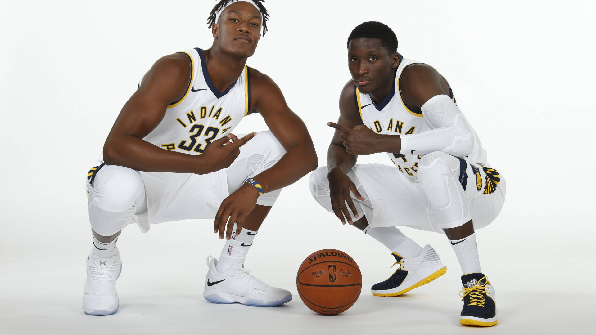 Myles Turner With Victor Oladipo Background