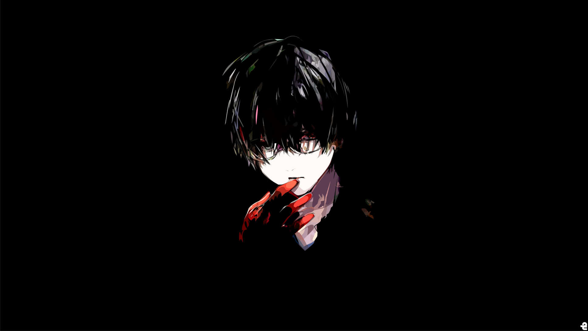 Mysterious Anime Boy Black Hair Background