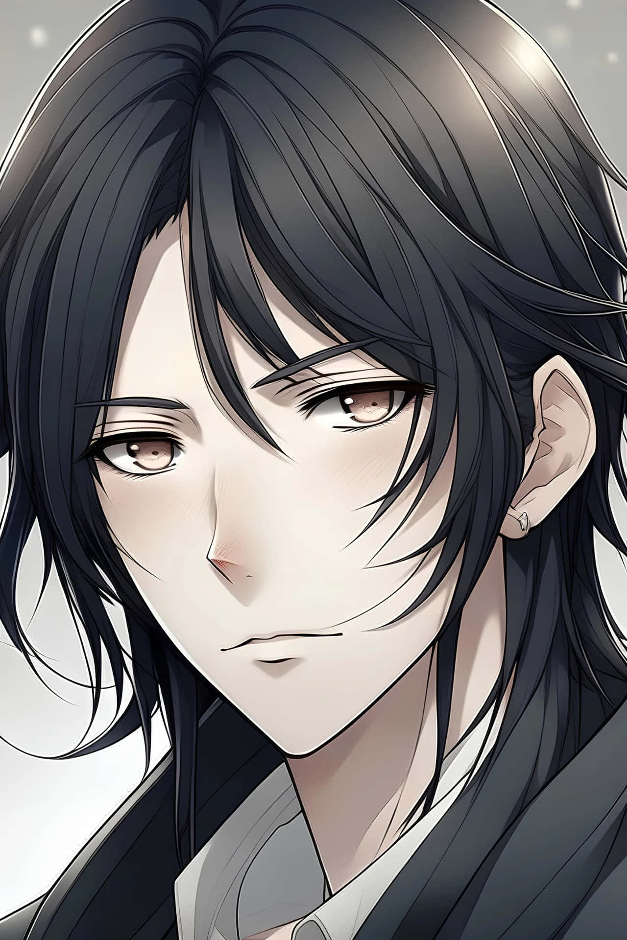 Mysterious Anime Boy Black Hair Background