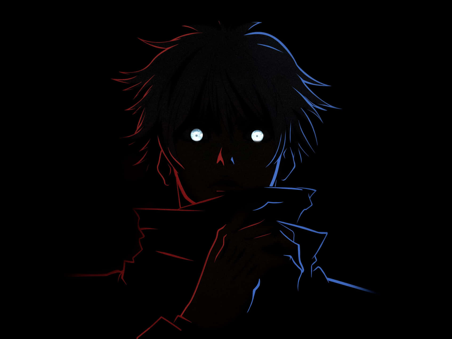 Mysterious Anime Character Glowing Eyes Background