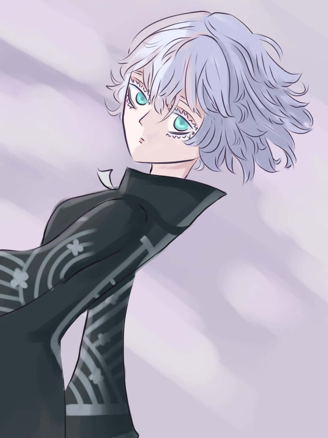 Mysterious Anime Characterwith Silver Hair Background