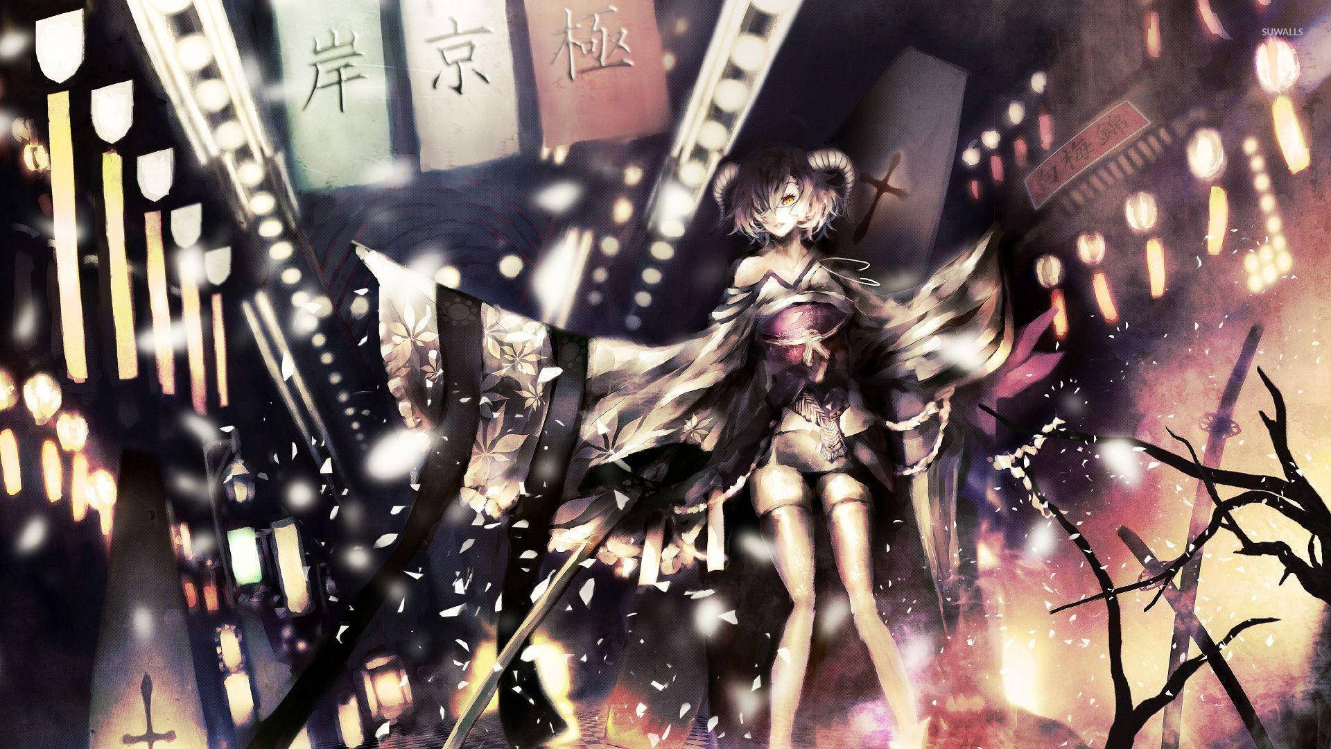 Mysterious Anime Demon Deity Unleashing Power Background