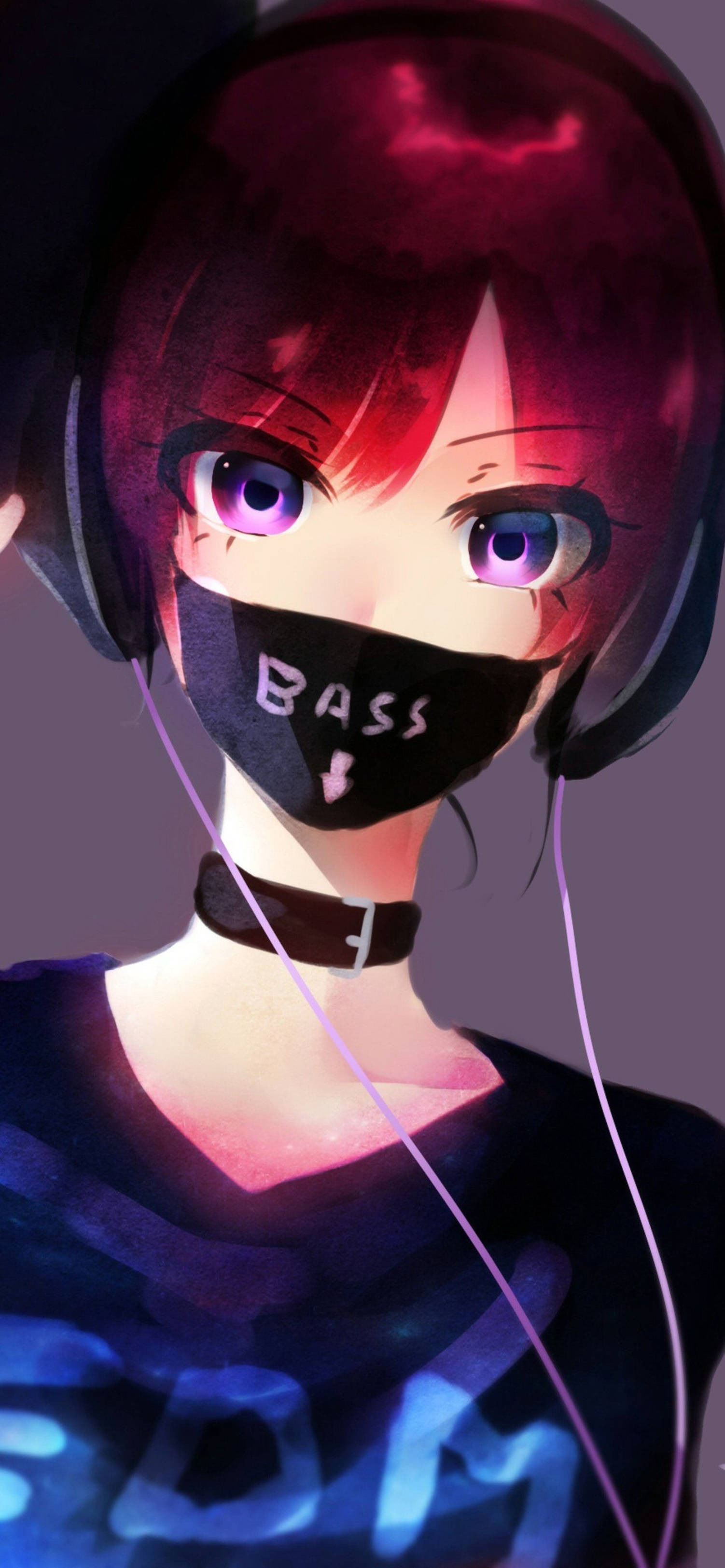 Mysterious Anime Girl In Black Mask - 4k Iphone Wallpaper Background