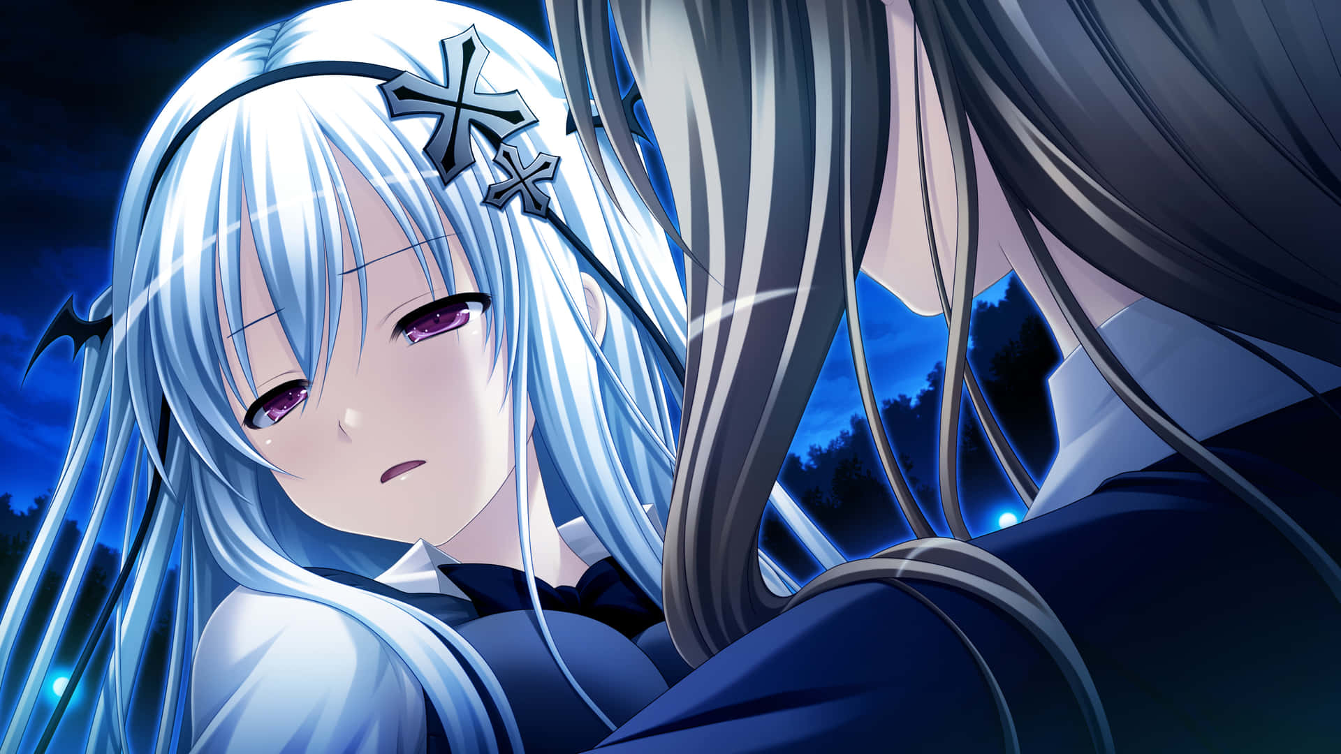 Mysterious_ Anime_ Girl_ Night_ Scene Background