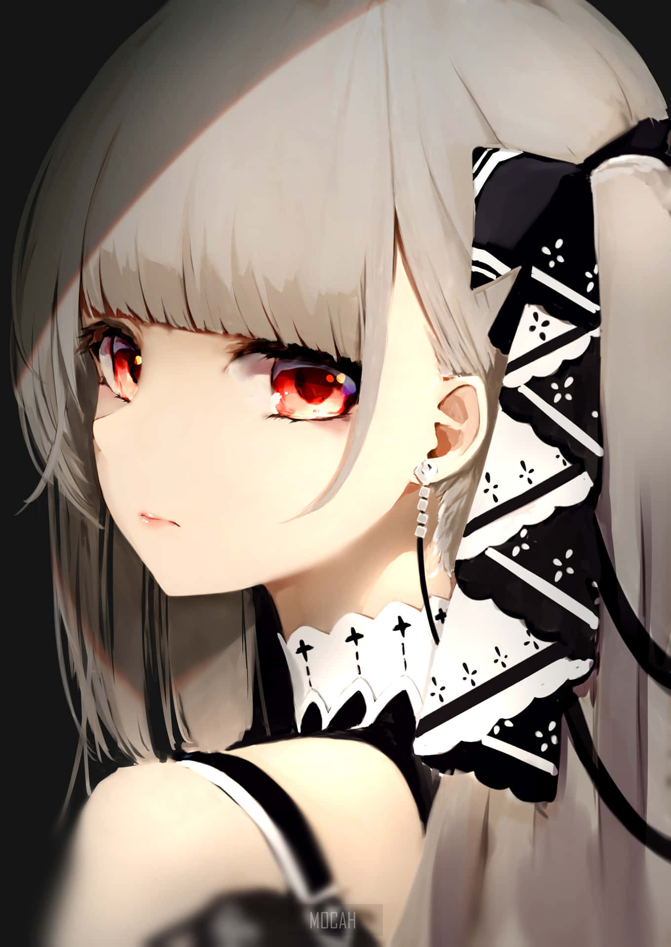Mysterious_ Anime_ Girl_with_ Red_ Eyes Background