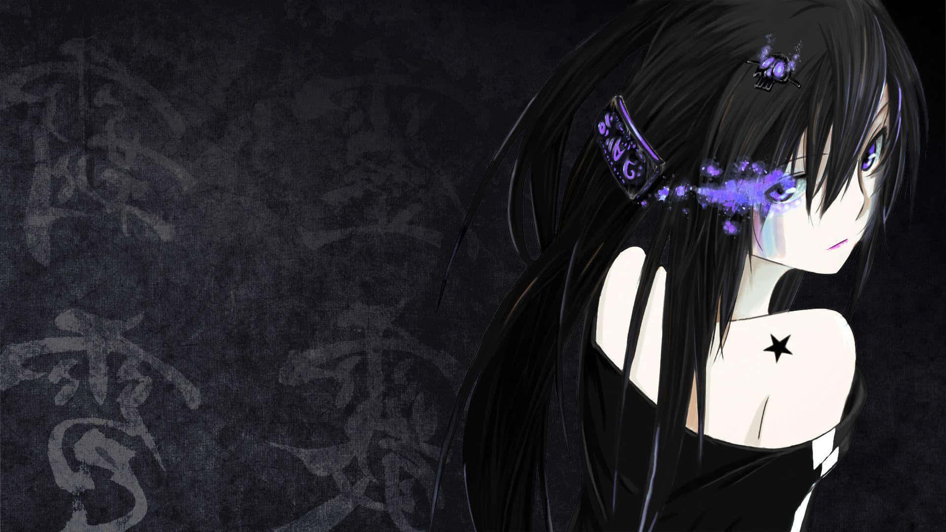 Mysterious Anime Girl With Stylish Black Hair Background