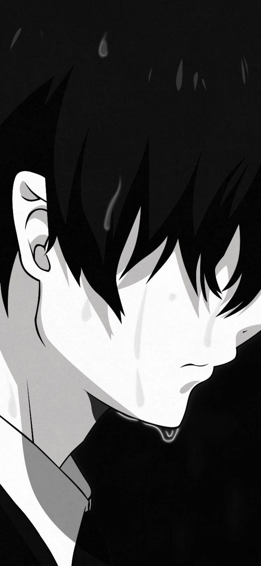 Mysterious Black And White Anime Boy Background