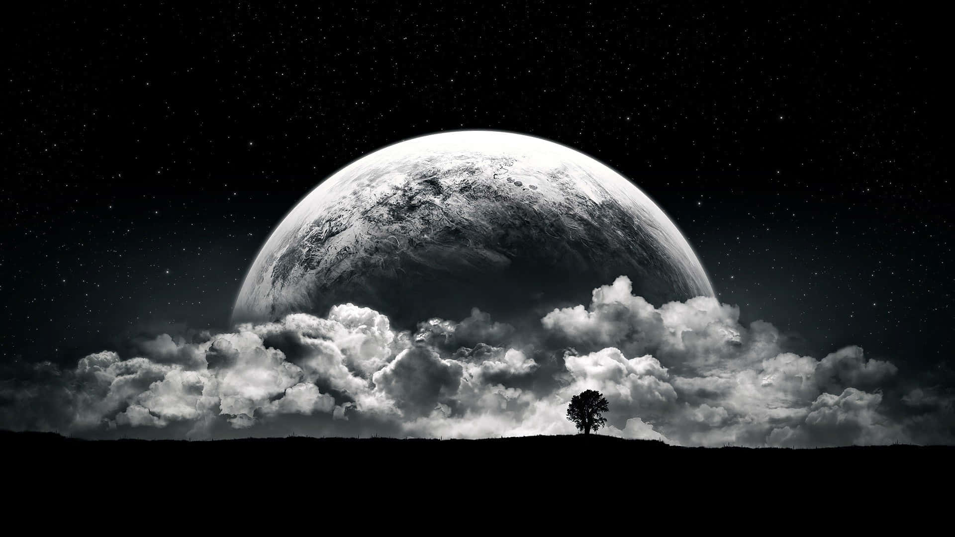 Mysterious Black And White Clouds Contrasting In The Sky Background