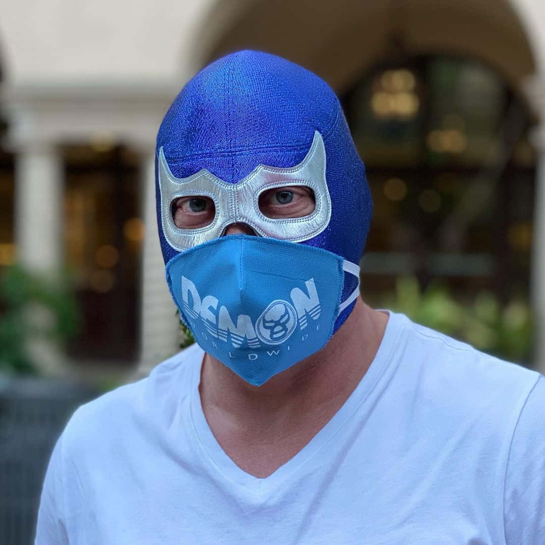 Mysterious Blue Demon Wrestling Mask Background