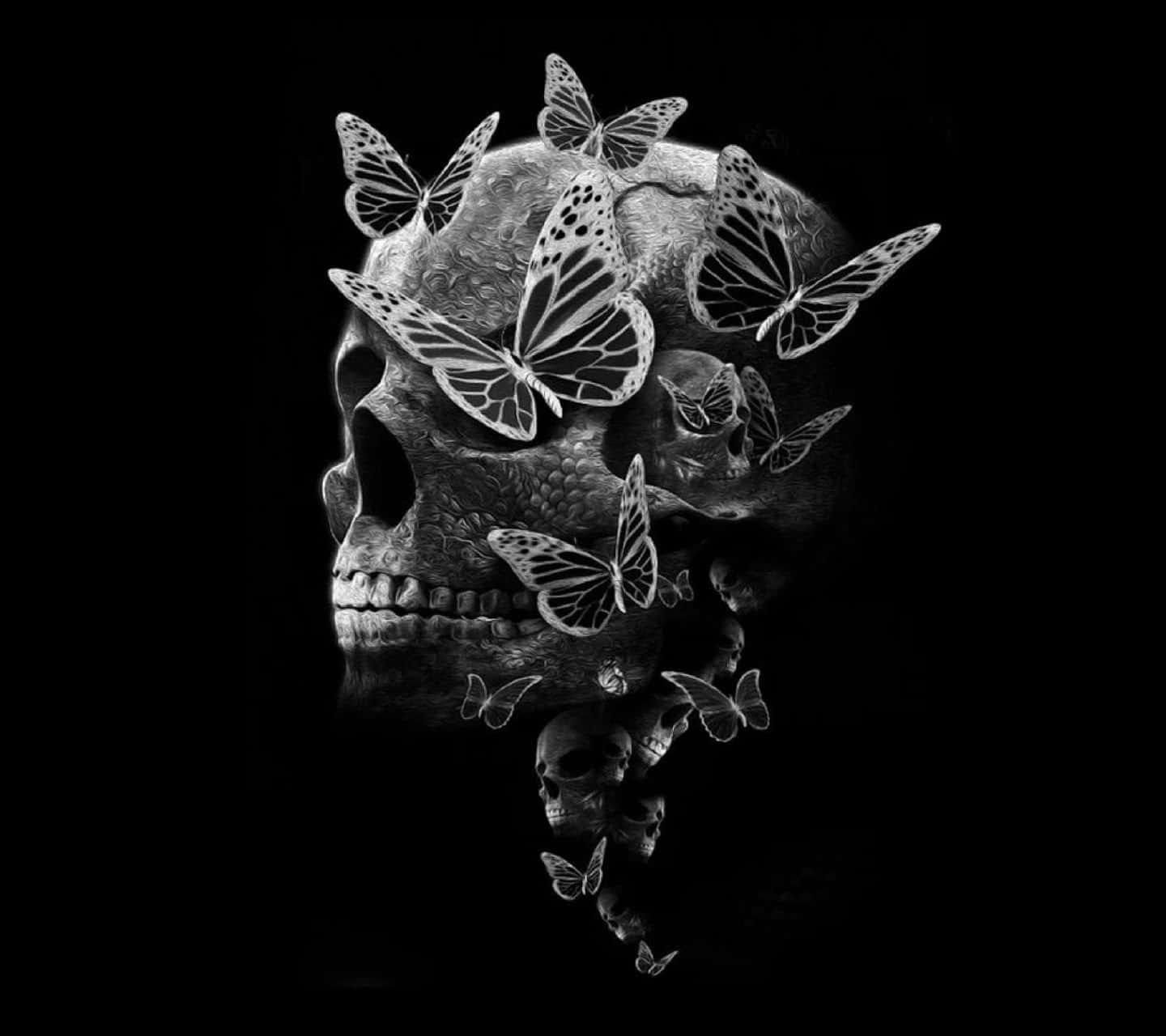 Mysterious Dark Butterfly On Delicate Branches Background