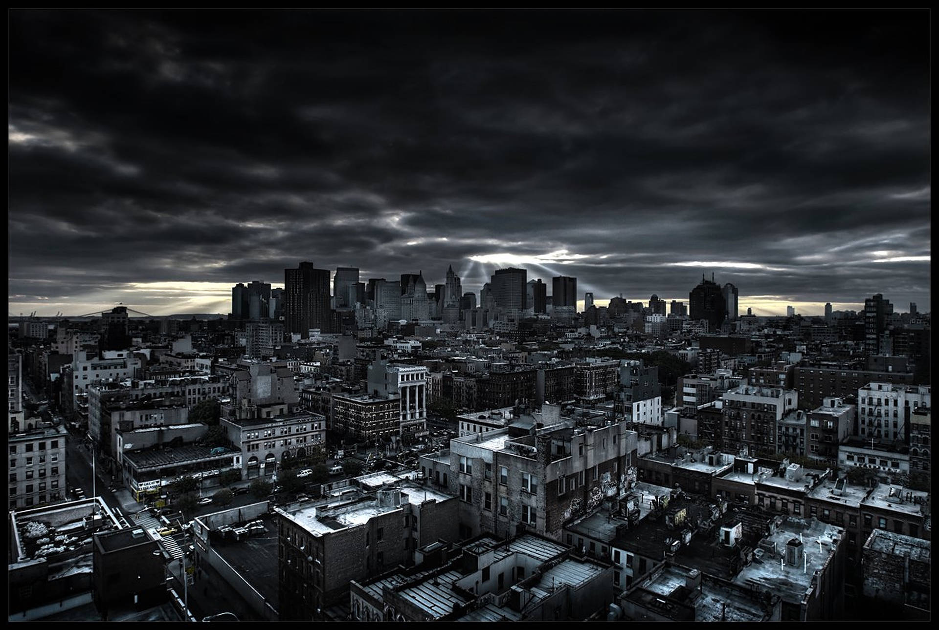 Mysterious Dark City Nightscape Background