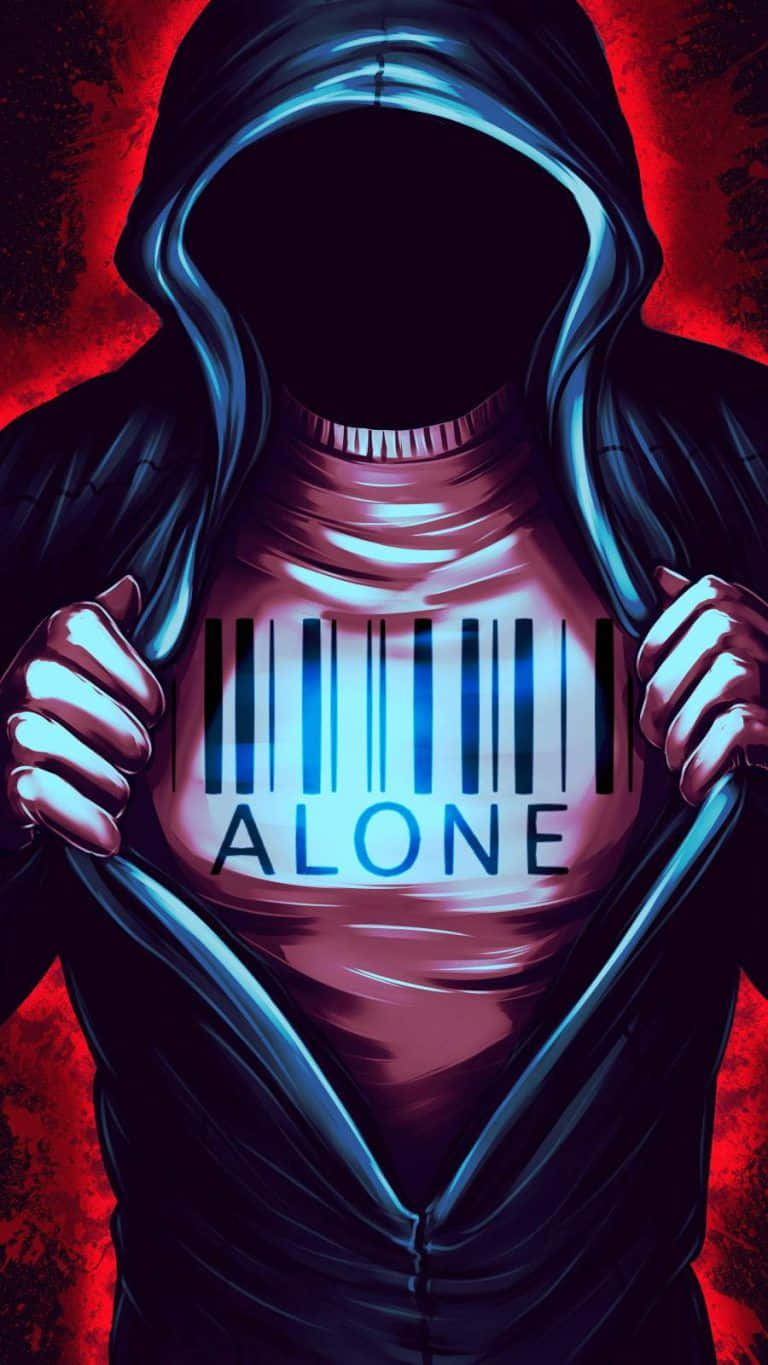 Mysterious Figure Alone Barcode Art Background