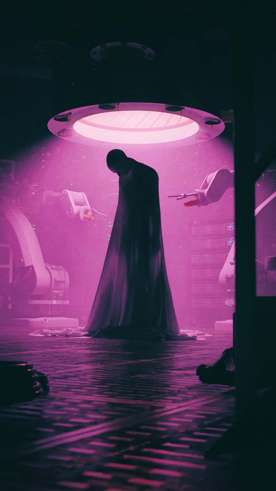 Mysterious Figure Under U F O Background