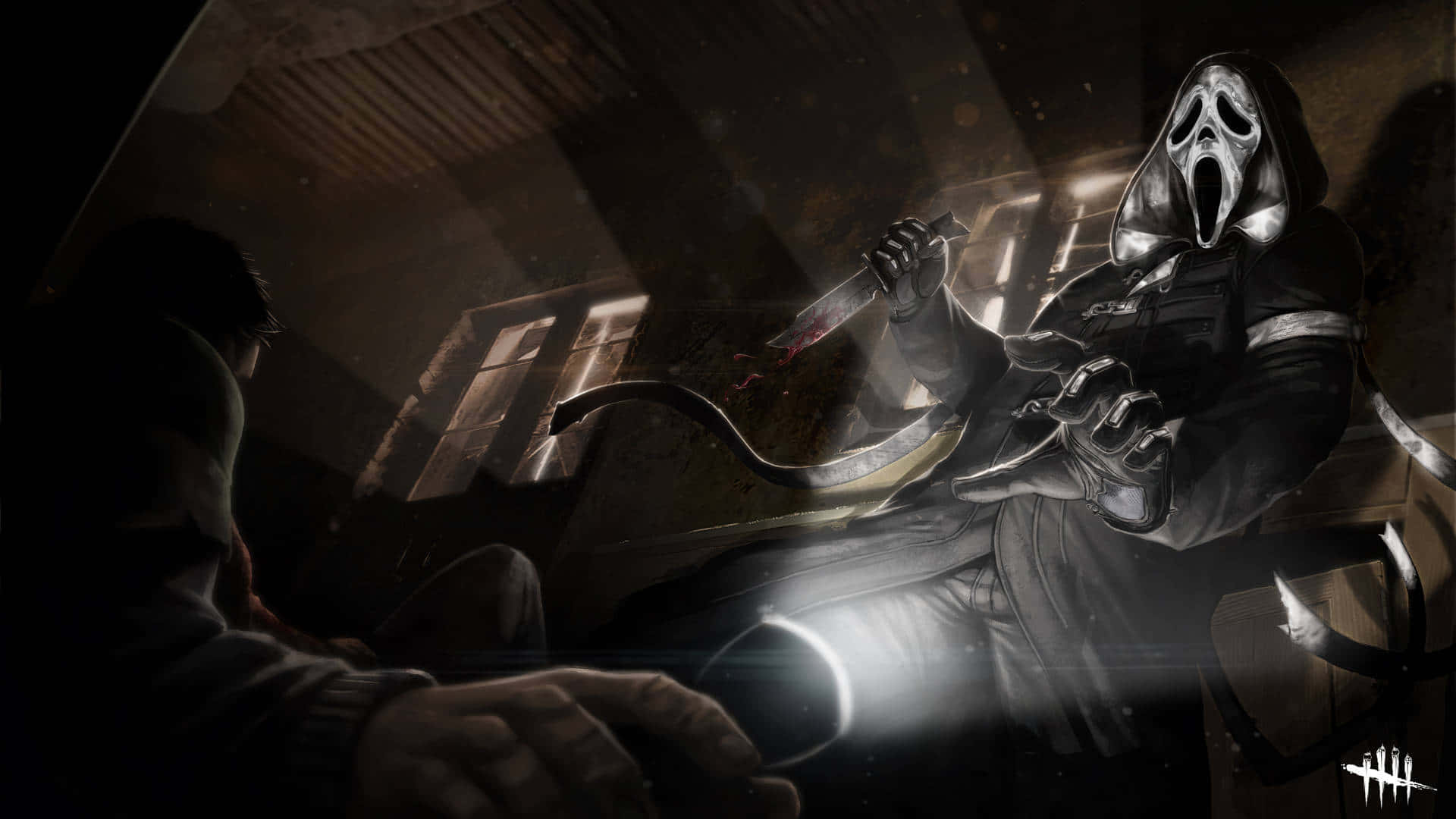 Mysterious Ghost Face In Darkness Background