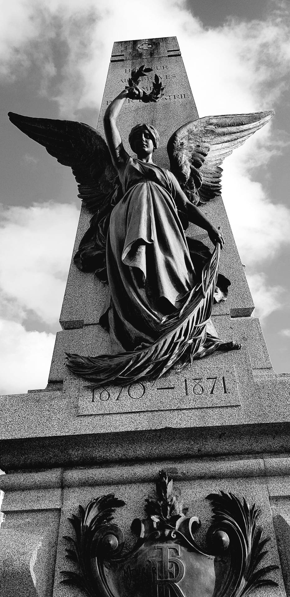 Mysterious Monochrome Angel Statue Background