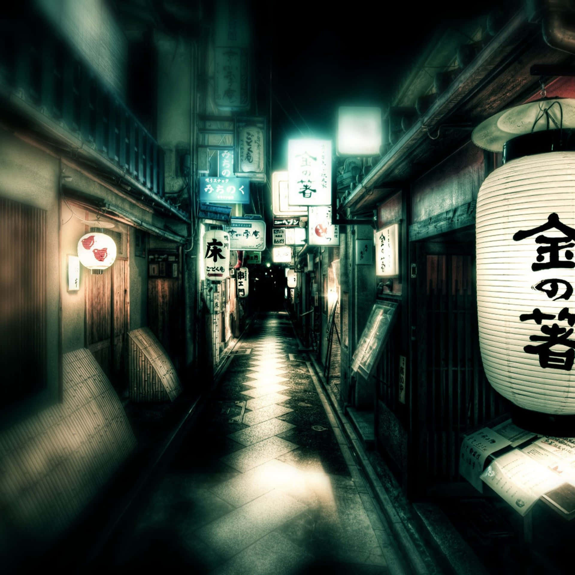 Mysterious_ Nighttime_ Alley_in_ Japan Background