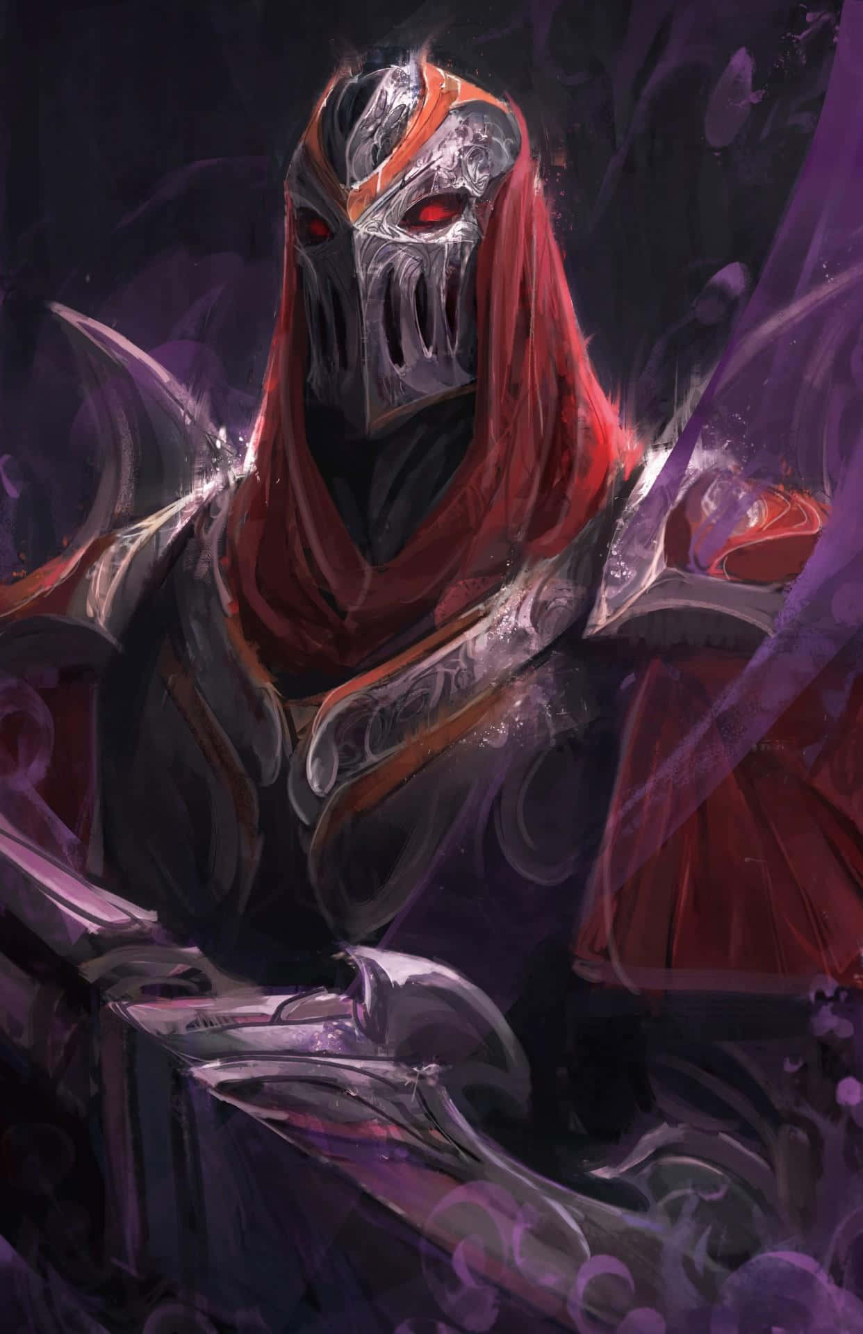 Mysterious_ Red_ Cloaked_ Figure Background