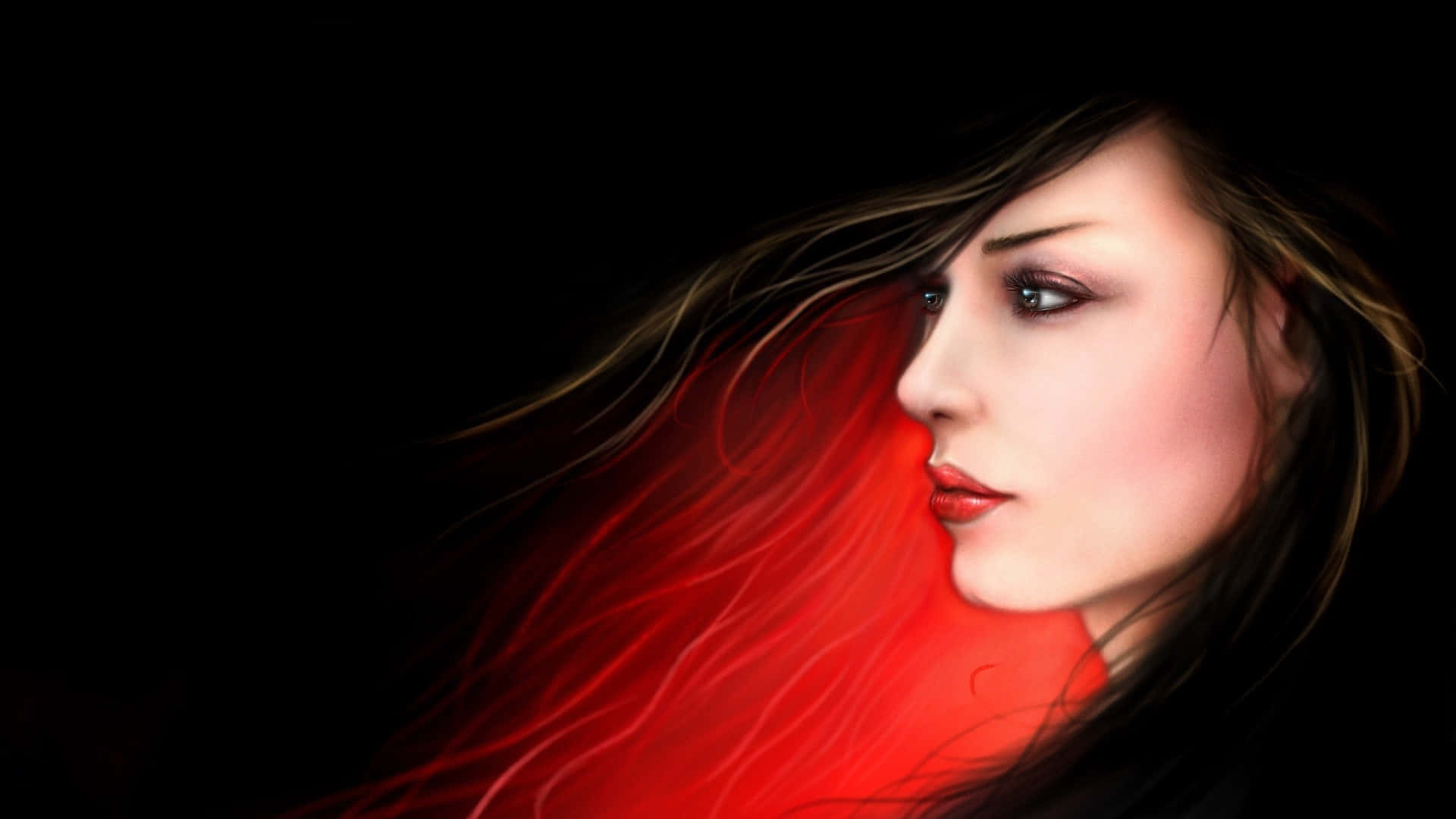 Mysterious Red Haired Woman Background