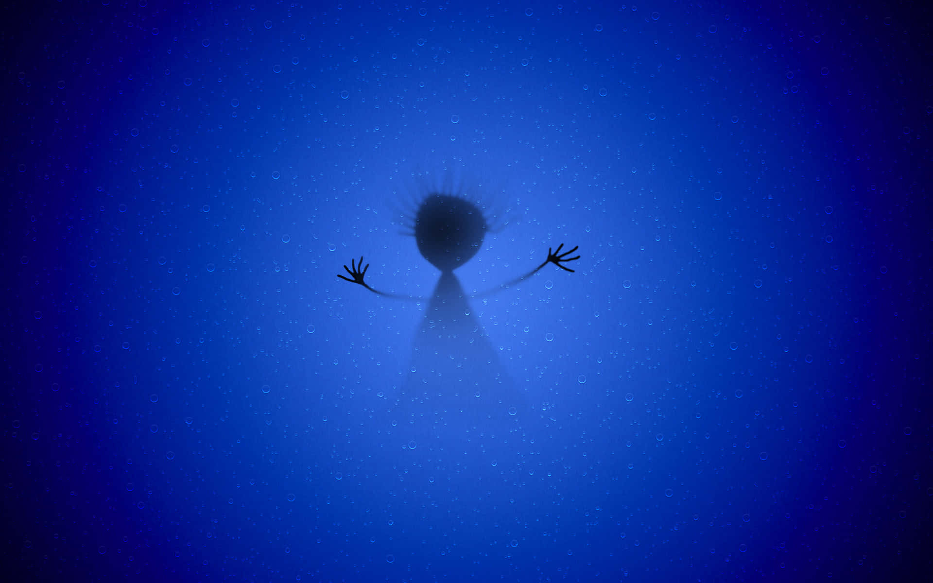Mysterious Shadow Figure Blue Backdrop Background