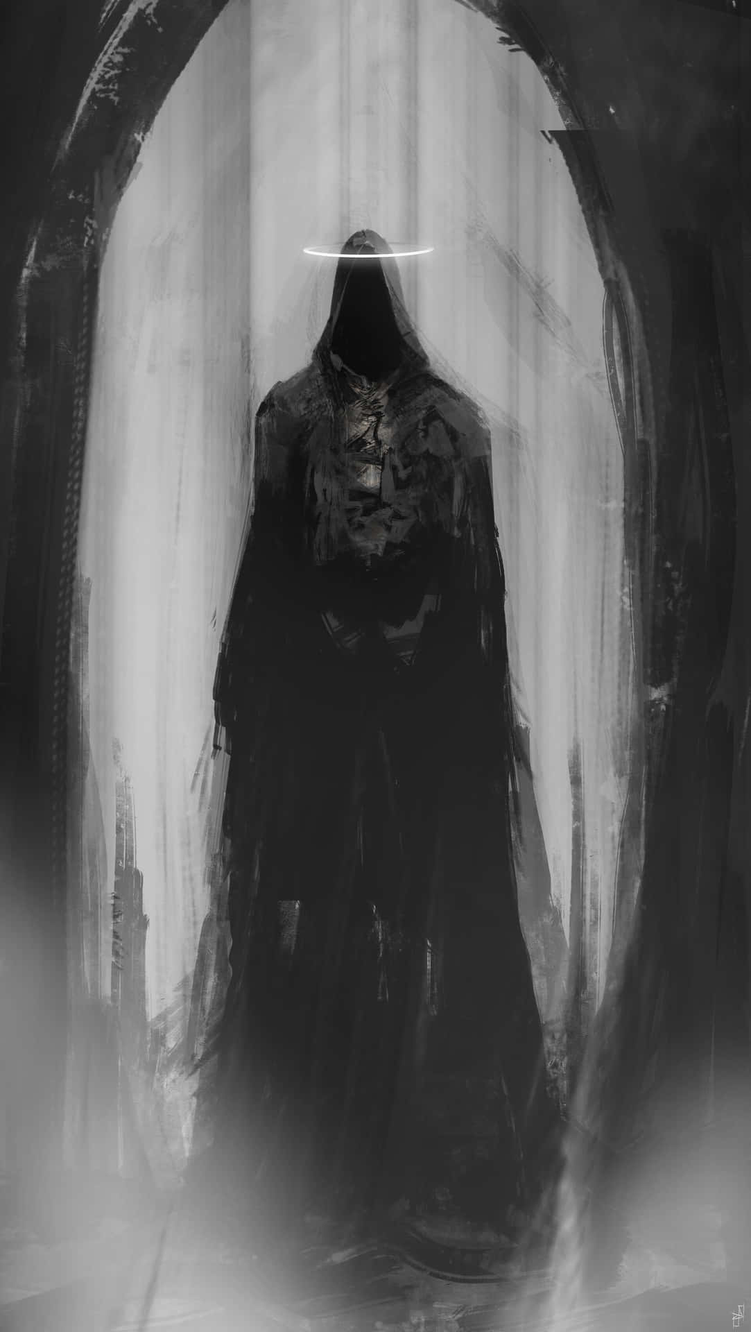 Mysterious_ Shrouded_ Figure_with_ Halo Background