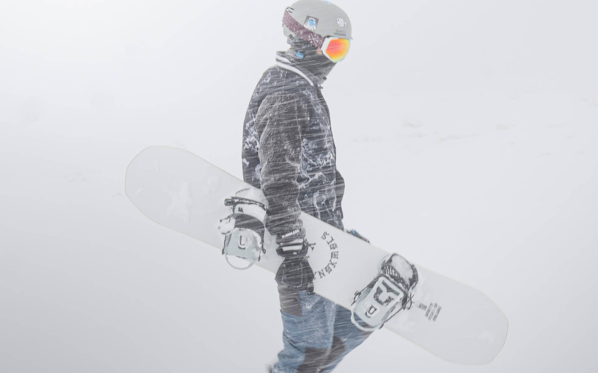 Mysterious Snowboarding Person Background