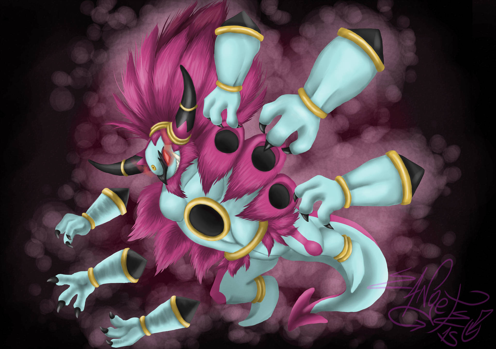 Mysterious Unbound Hoopa Emerging From Void Background