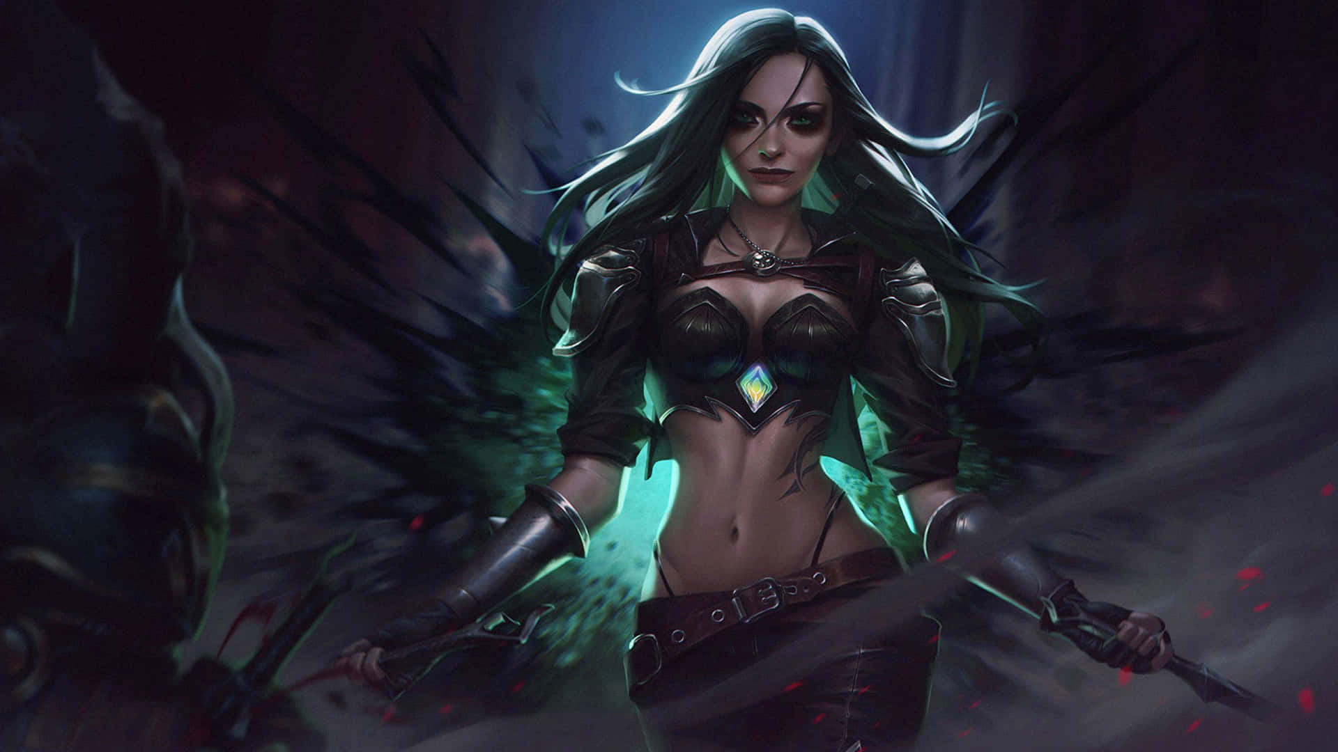 Mysterious_ Warrior_ Female_ Artwork Background