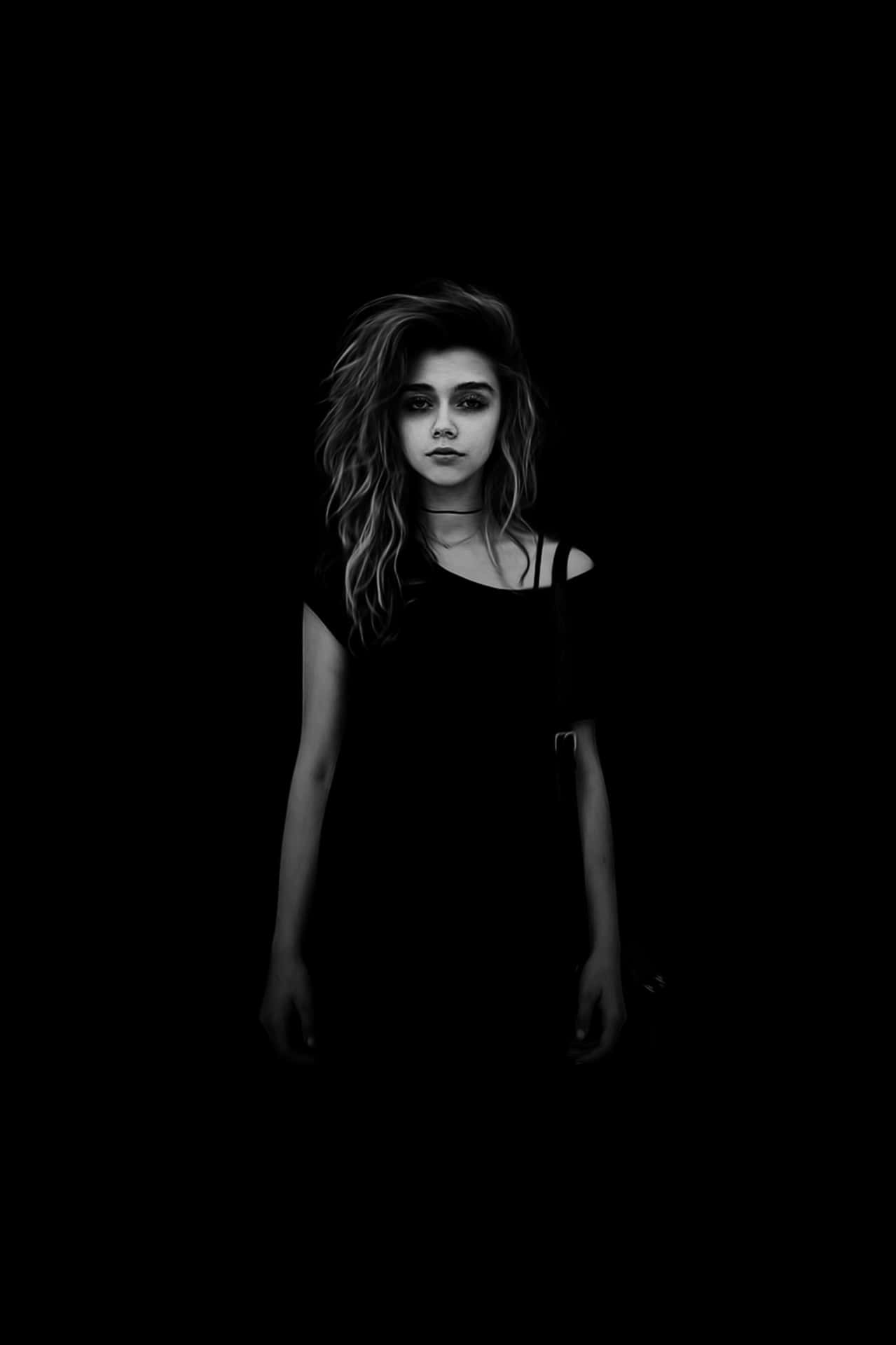 Mysterious Womanin Blackand White Background