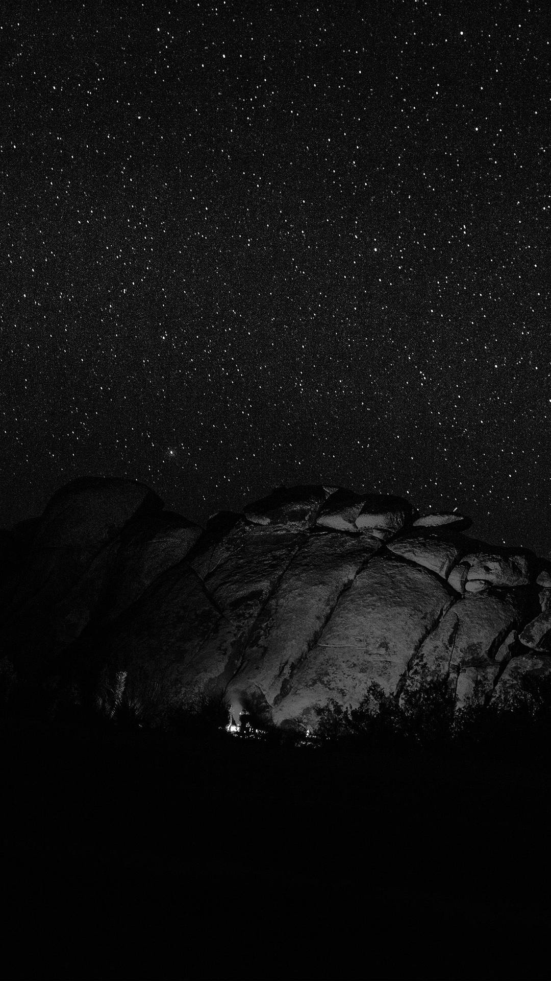 Mystery Rocky Mountain With Starry Sky