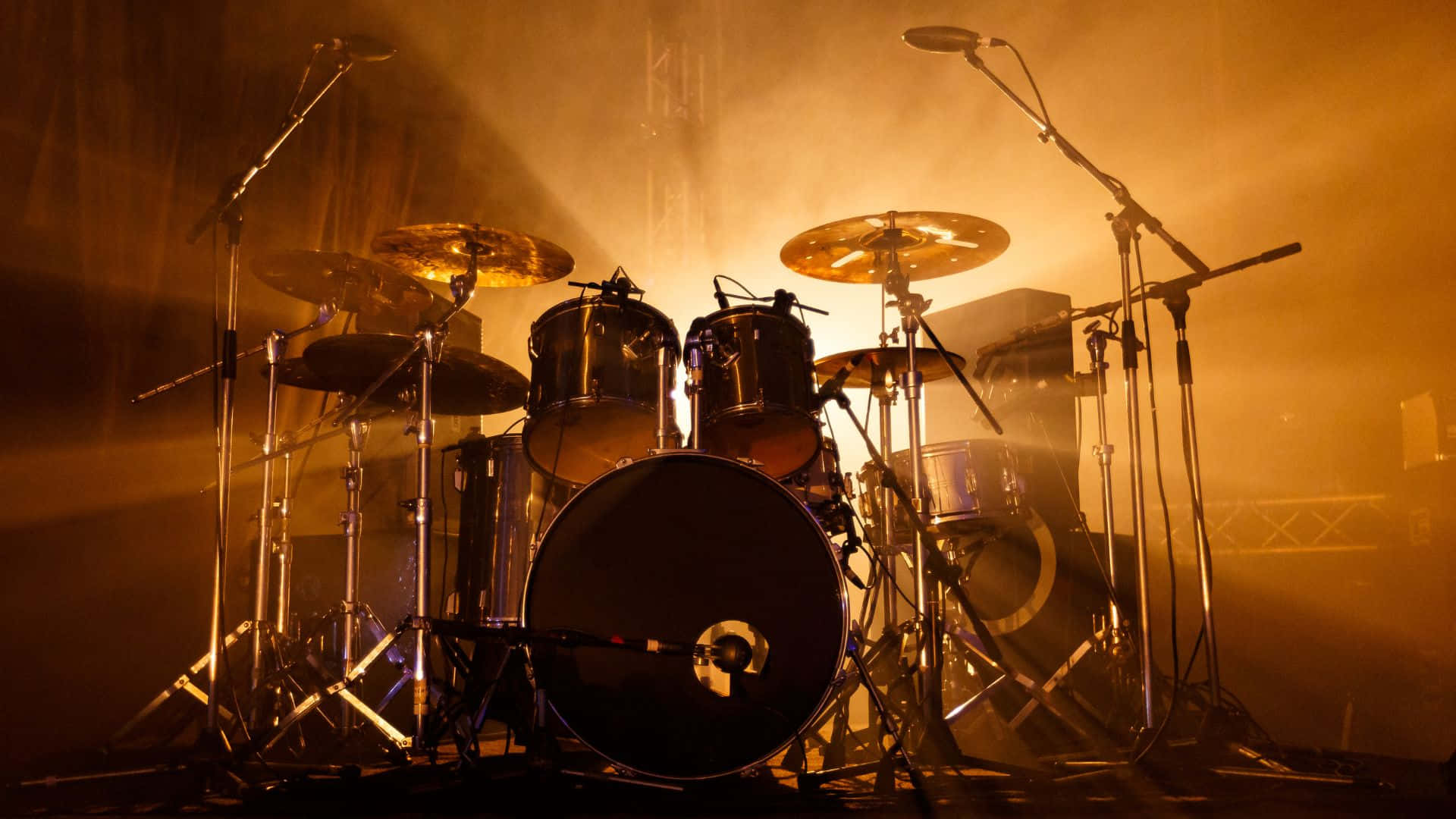 Mystic Drum Set Stage Lights Background