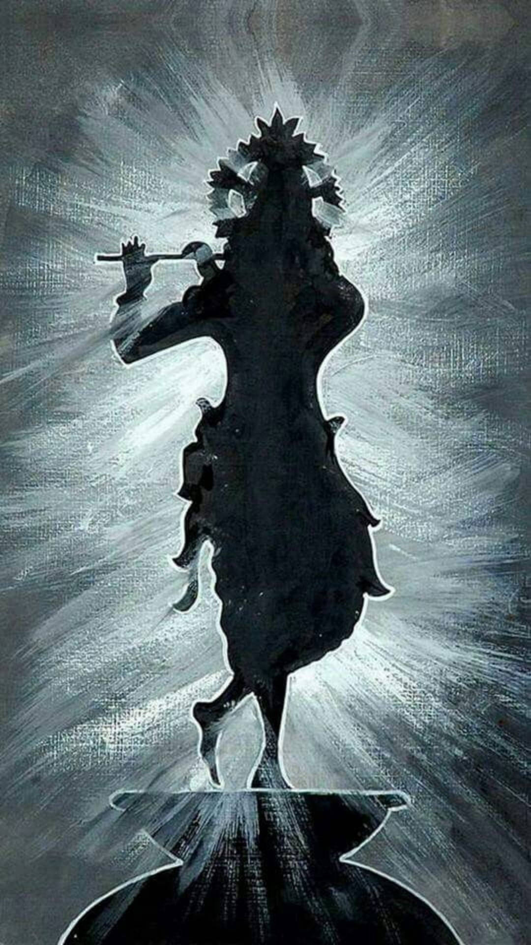 Mystic Silhouette Of Krishna With His Flute