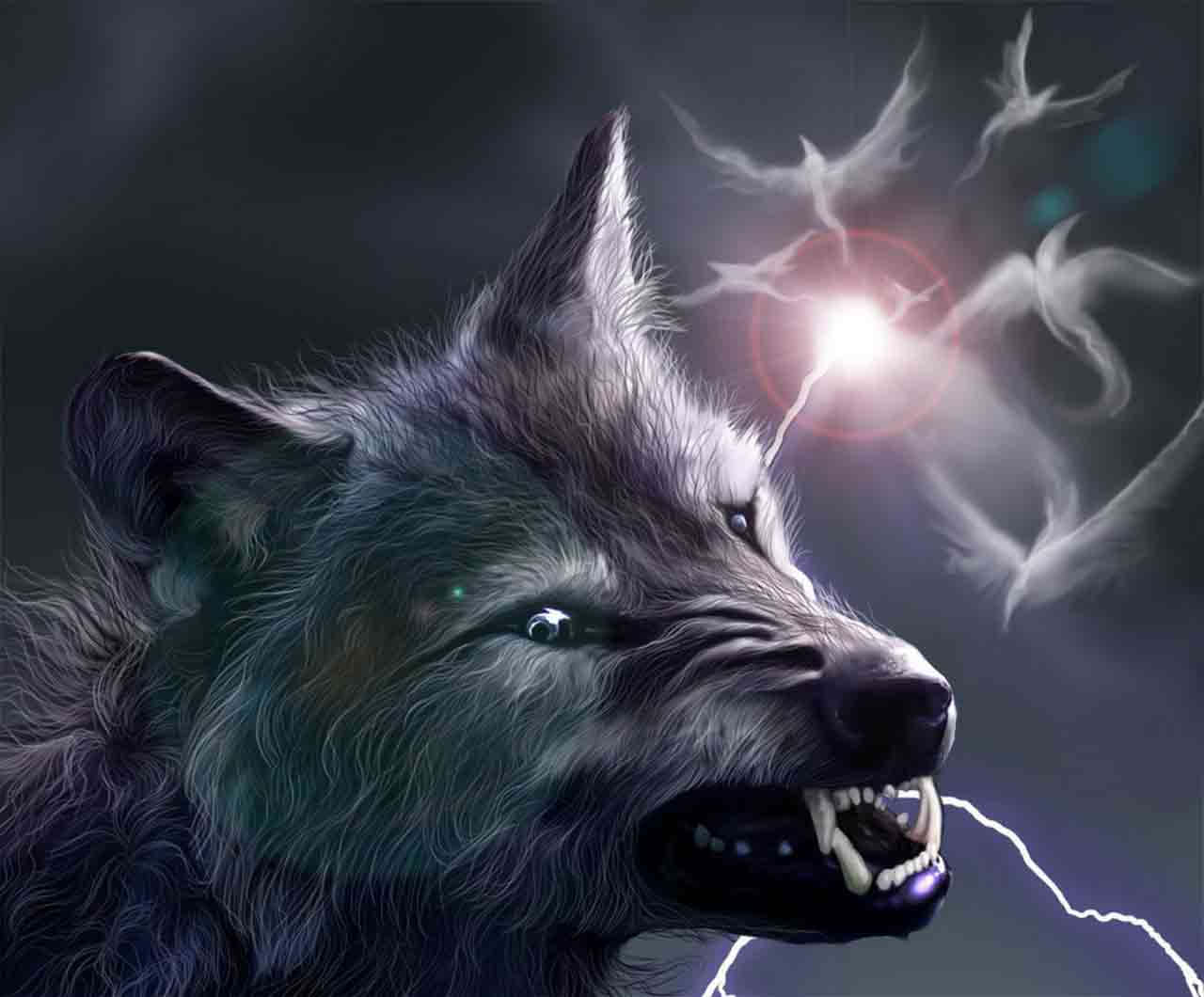 Mystical Angry Wolf Background