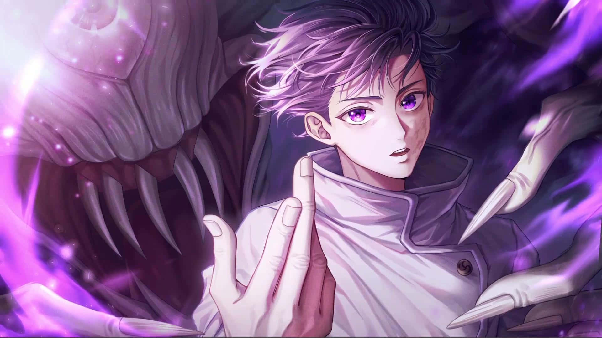 Mystical_ Anime_ Character_ Purple_ Aura Background