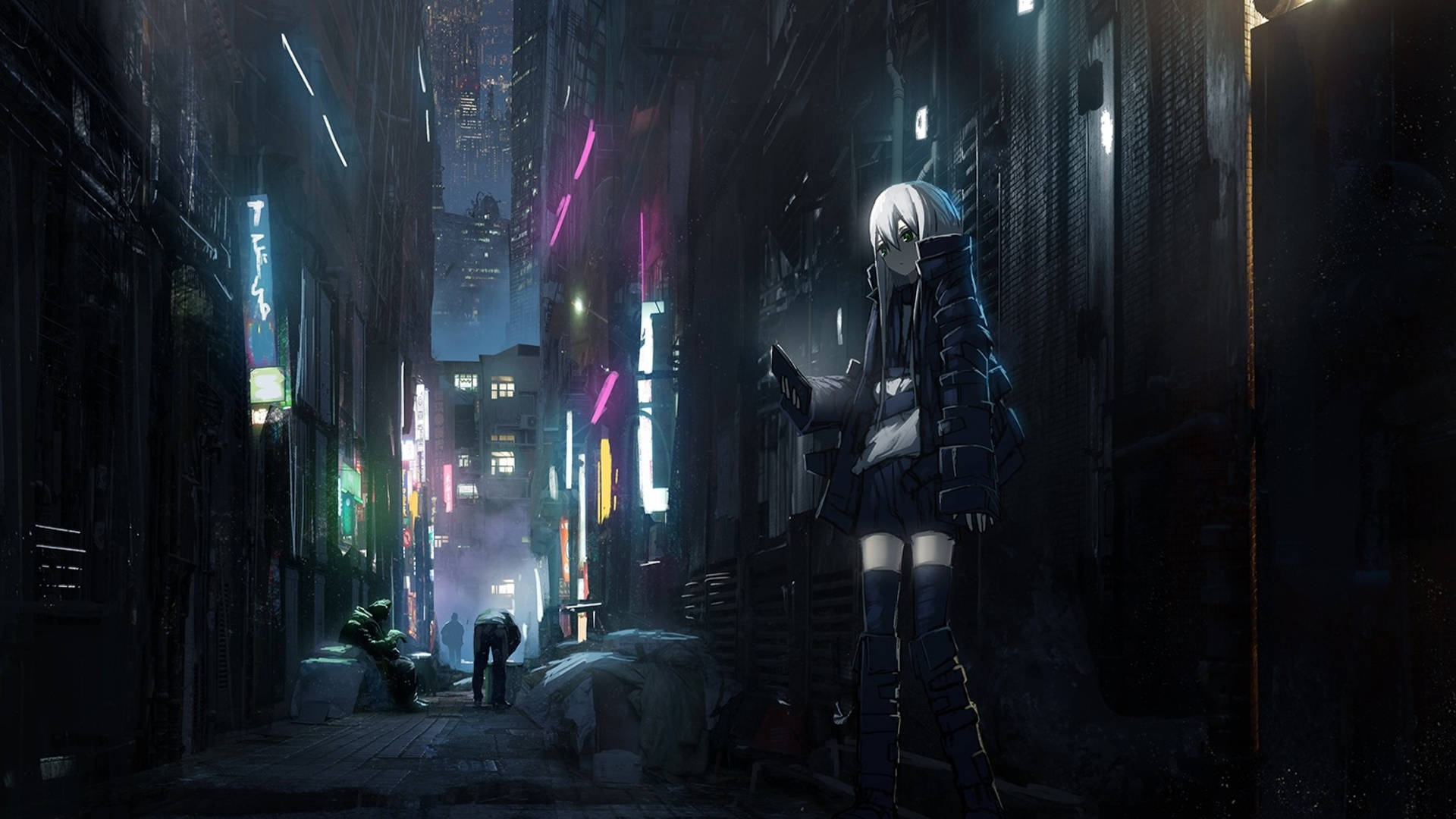 Mystical Anime Dark Cityscape Background