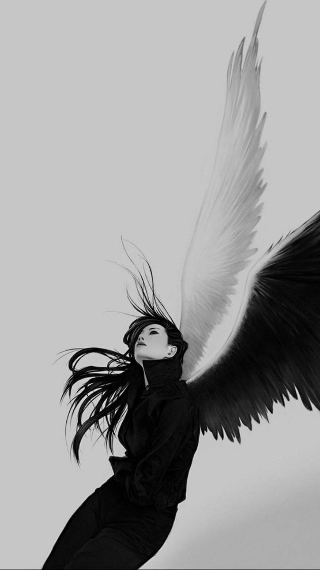 Mystical Black Angel Wings Background
