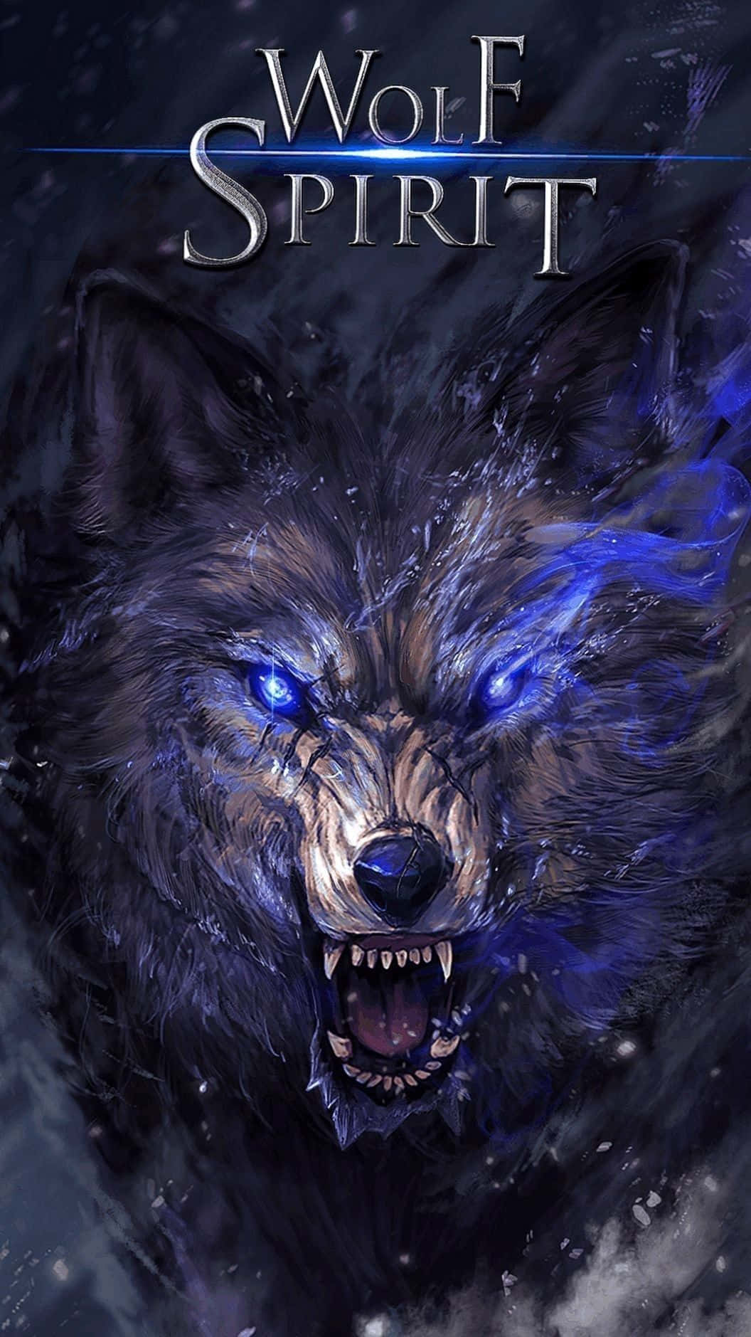 Mystical Blue Eyed Wolf Spirit Artwork Background