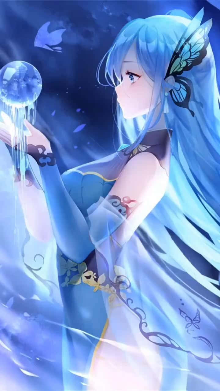 Mystical_ Blue_ Fairy_ Anime_ Art Background
