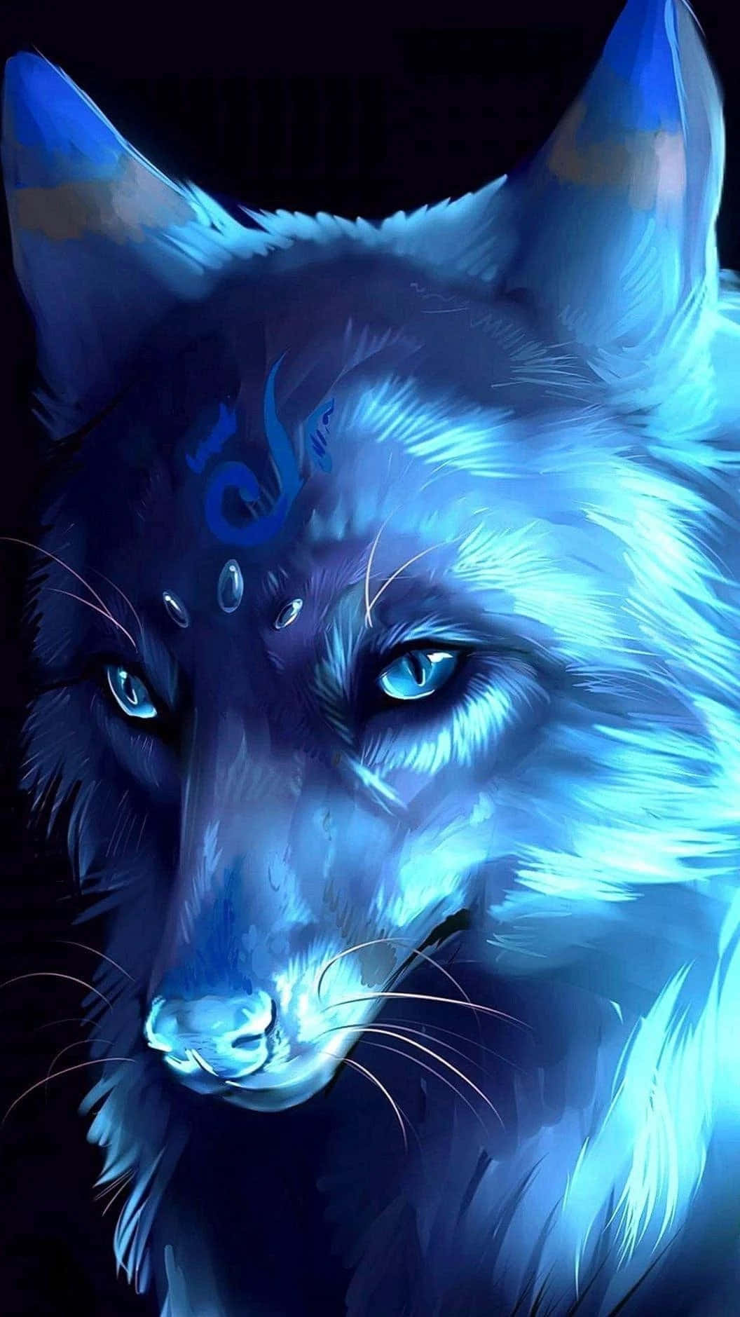 Mystical_ Blue_ Galaxy_ Wolf_ Art Background
