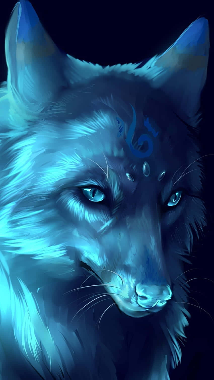 Mystical_ Blue_ Spirit_ Wolf Background
