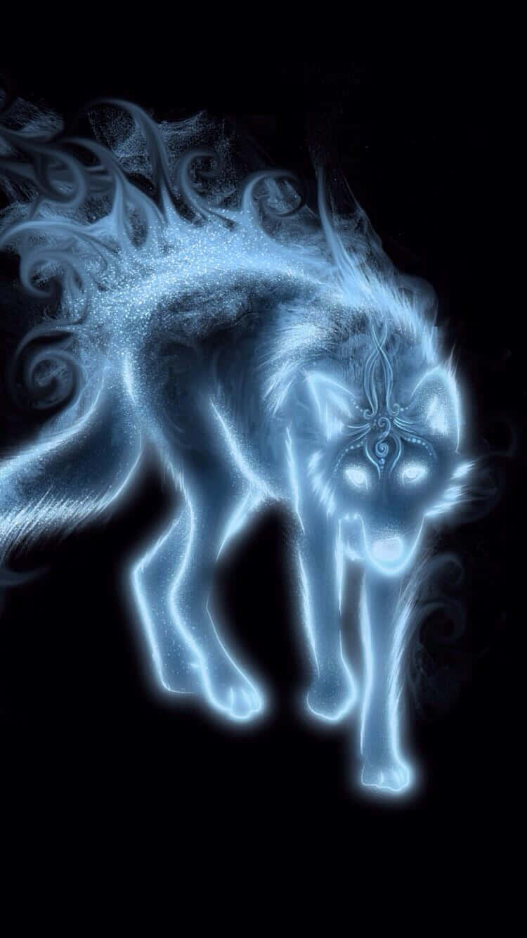 Mystical_ Blue_ Spirit_ Wolf Background