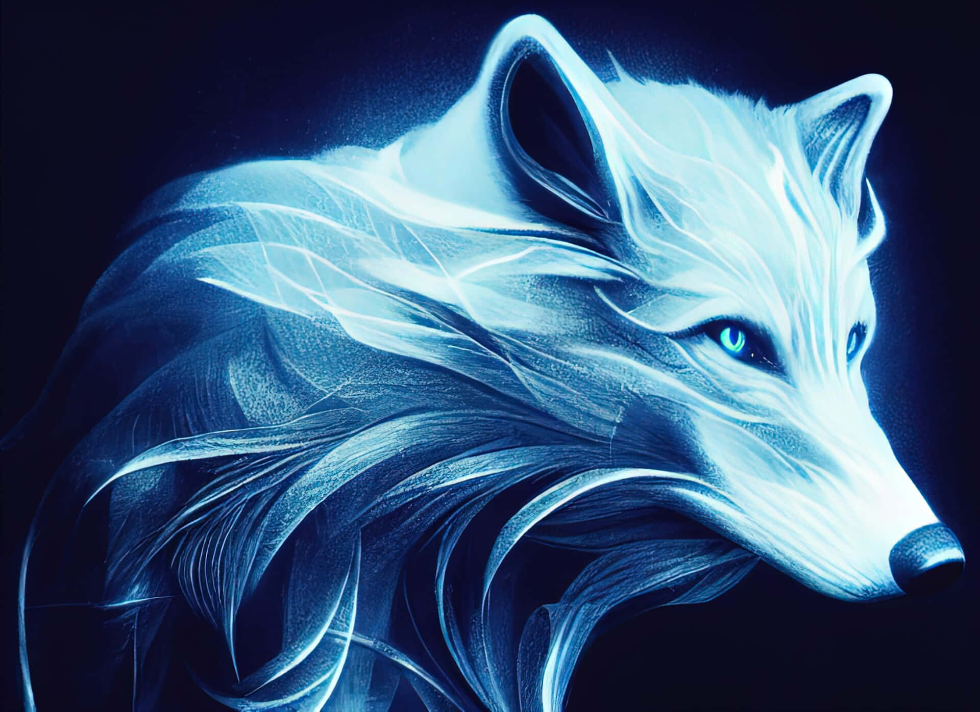 Mystical_ Blue_ Wolf_ Art Background