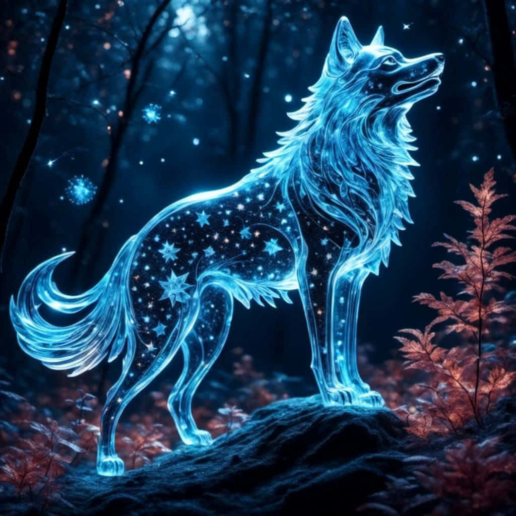 Mystical_ Celestial_ Wolf_ Art Background