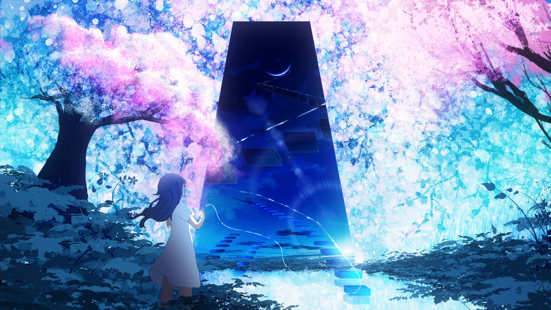 Mystical_ Cherry_ Blossom_ Portal_ Anime Background