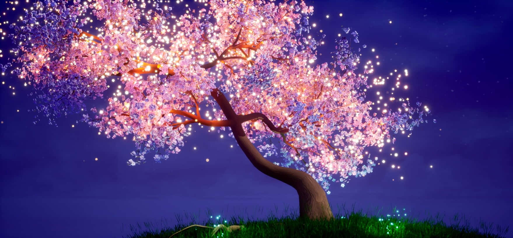 Mystical Cherry Blossom Tree Background